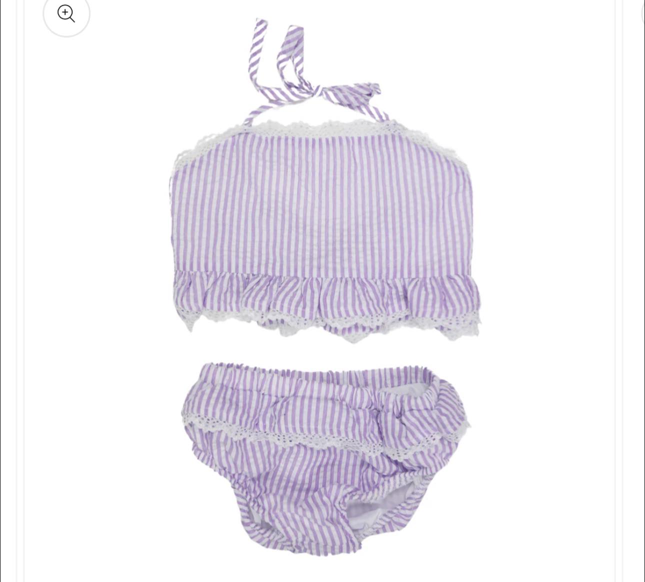 Two Piece Seersucker Swim With Monogram