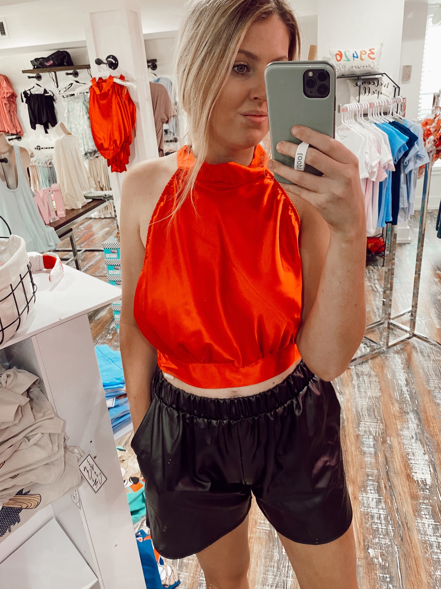 Leather shorts