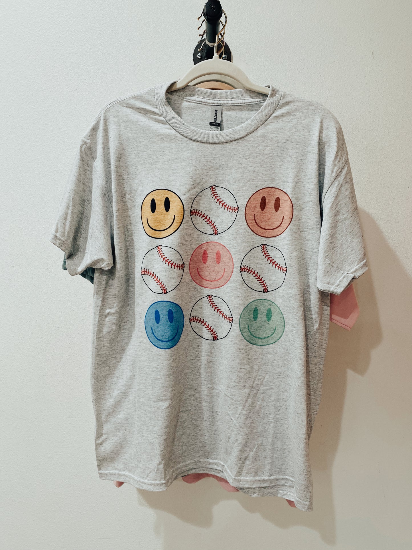 Baseball smiley tee