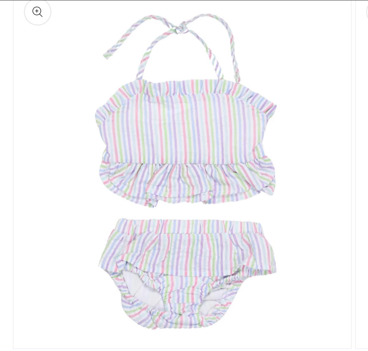 Two Piece Seersucker Swim With Monogram