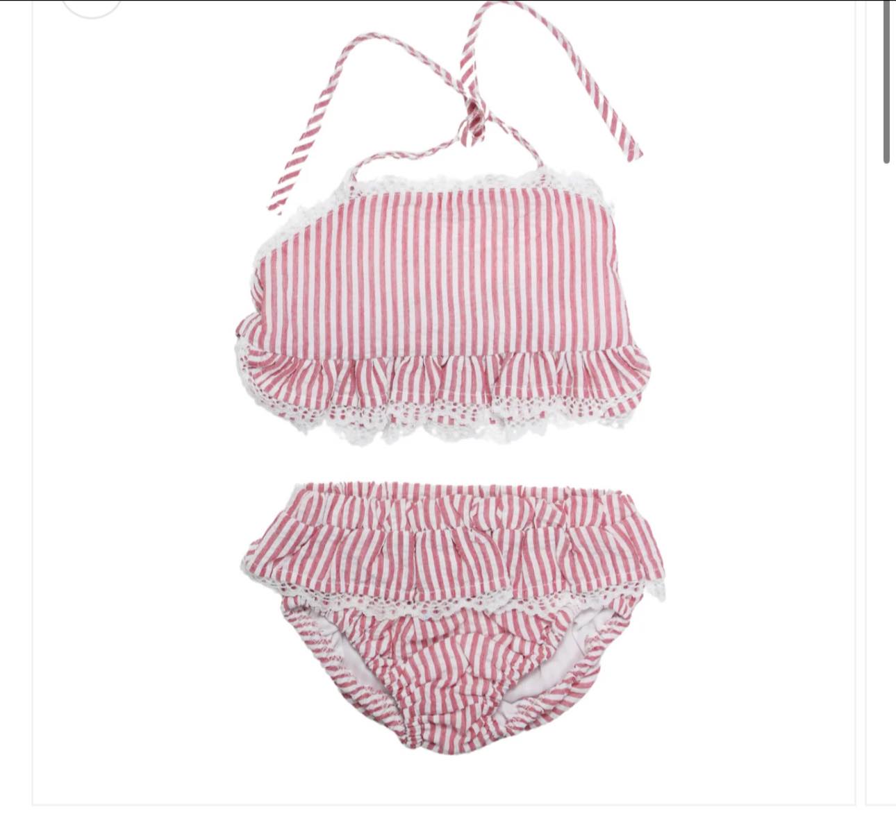 Two Piece Seersucker Swim With Monogram