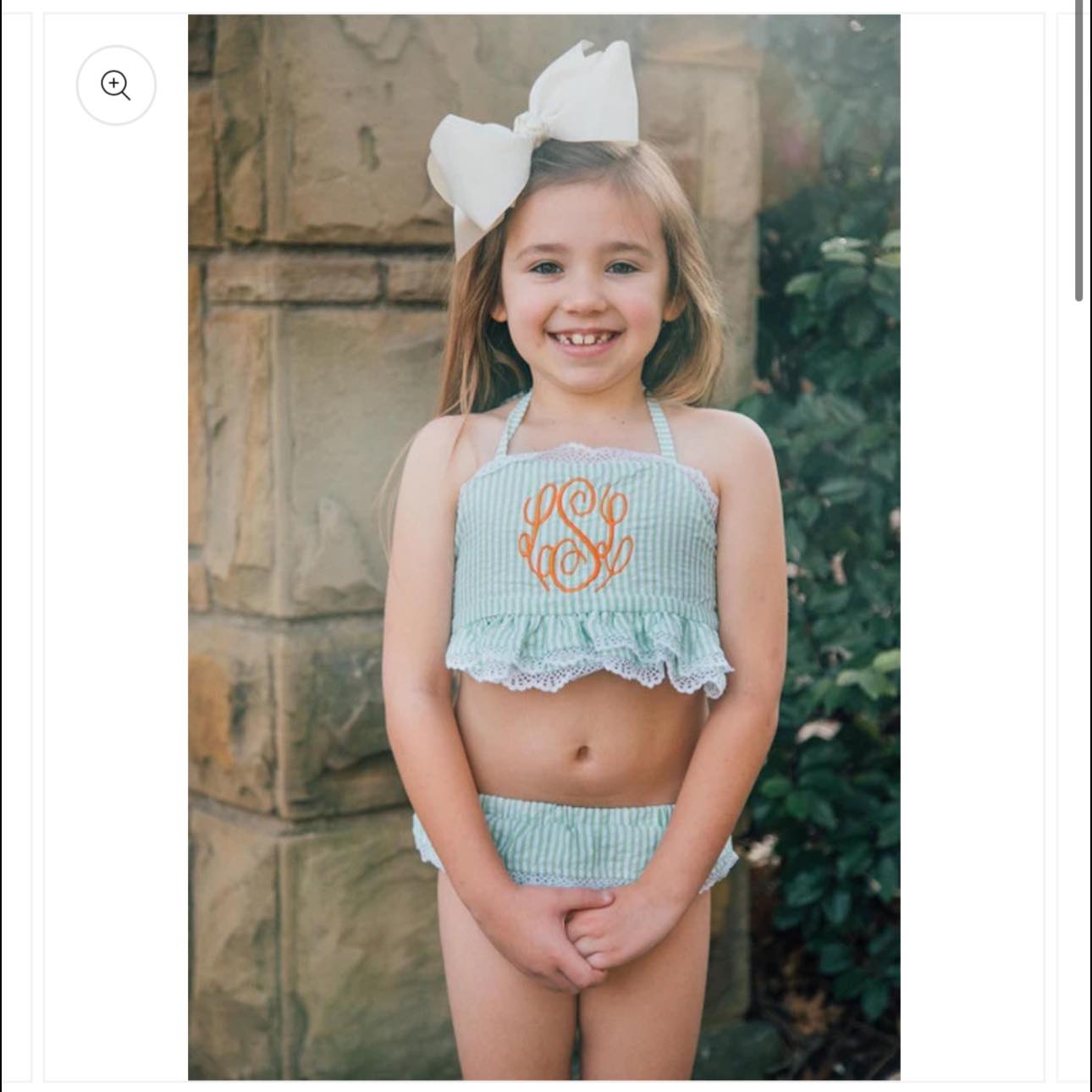 Two Piece Seersucker Swim With Monogram