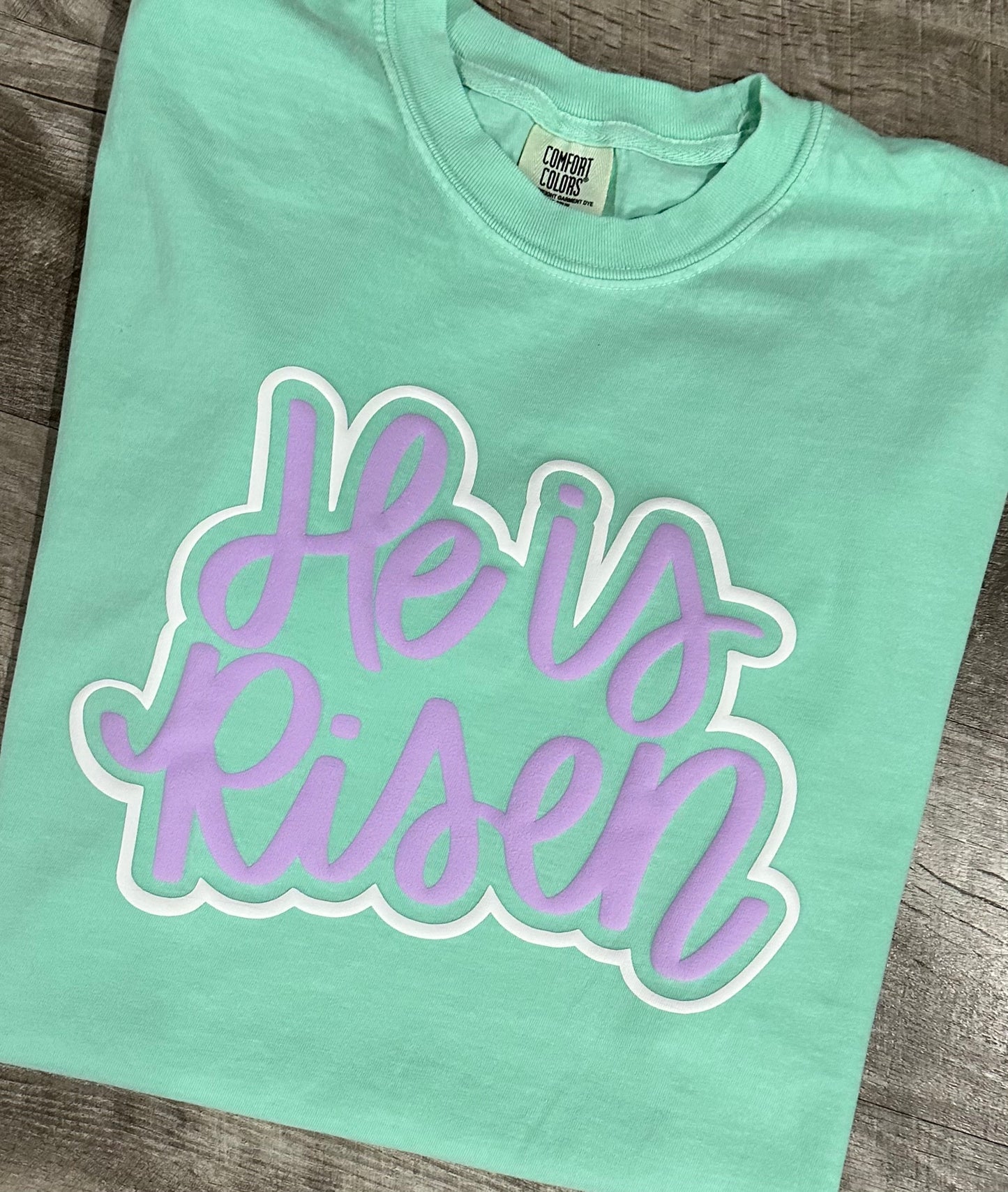 He is risen puff tee