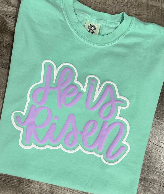 He is risen puff tee