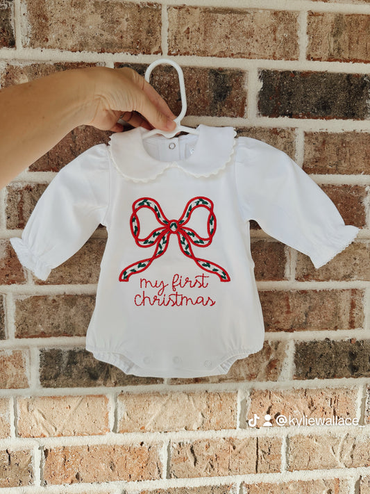 My first Christmas scalloped bubble/romper