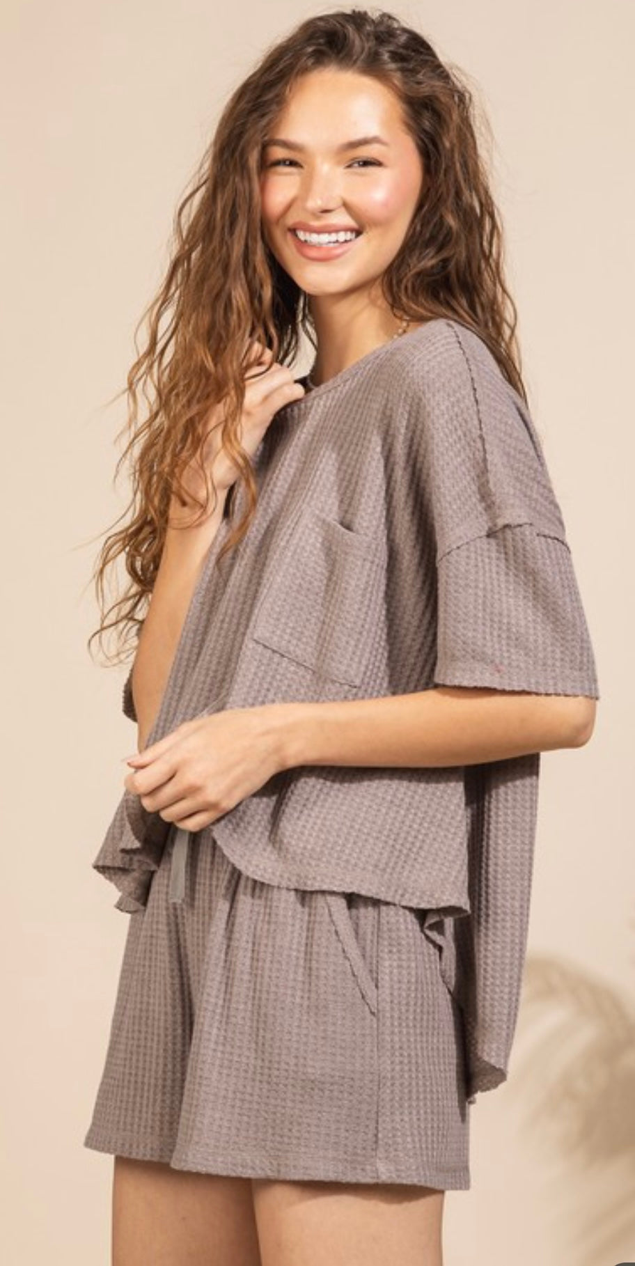 Waffle knit short set