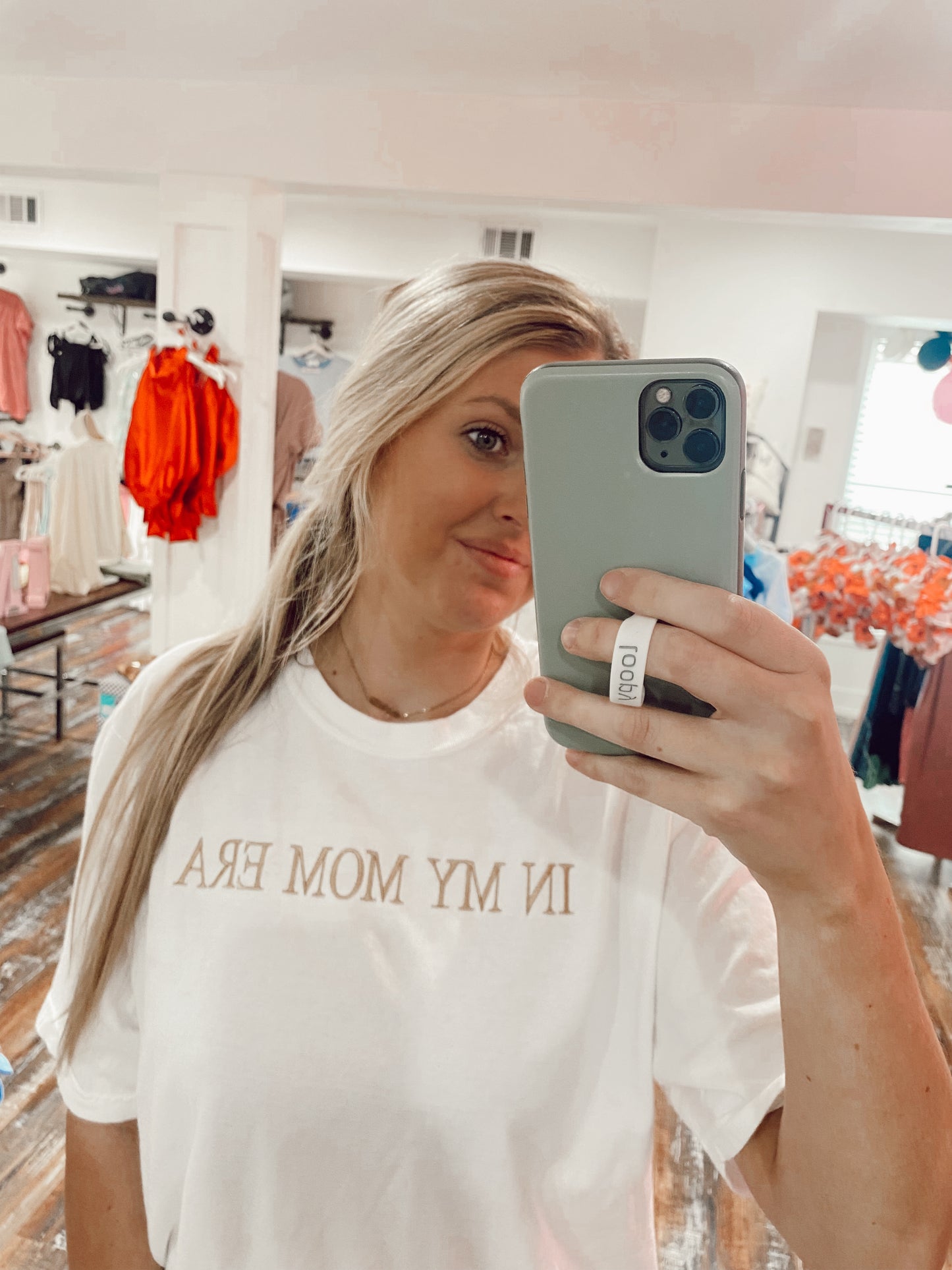 In my mom era embroidered tee