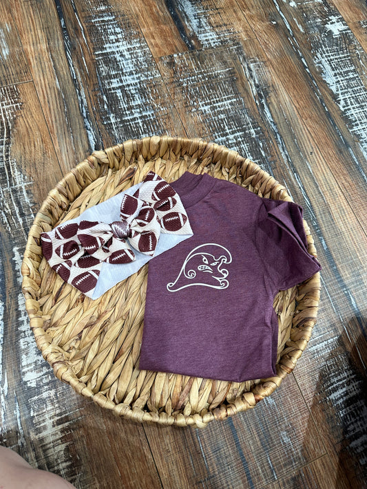 Cream football bow
