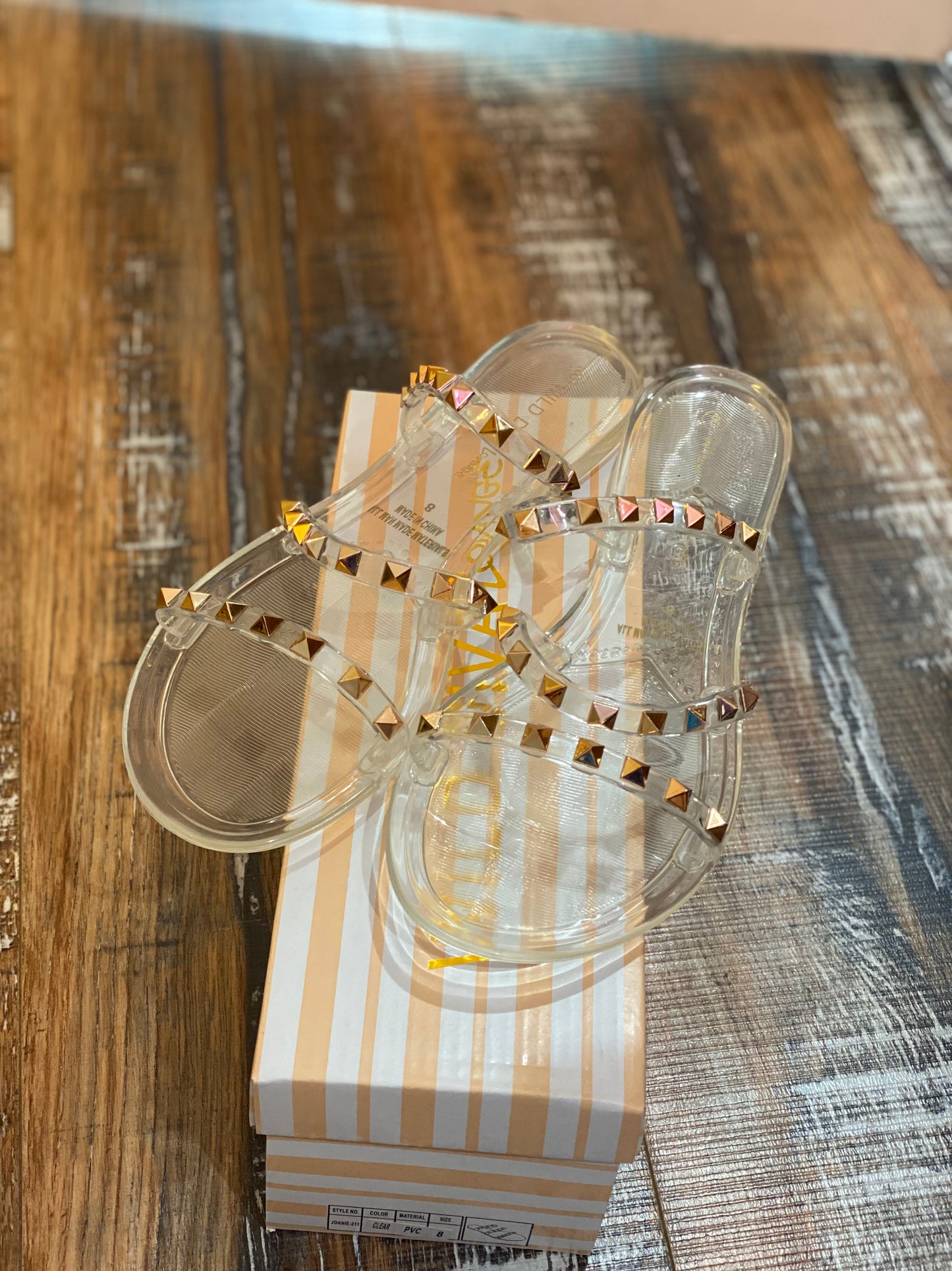Clear studded sandals