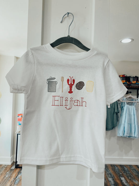 Crawfish embroidered tee